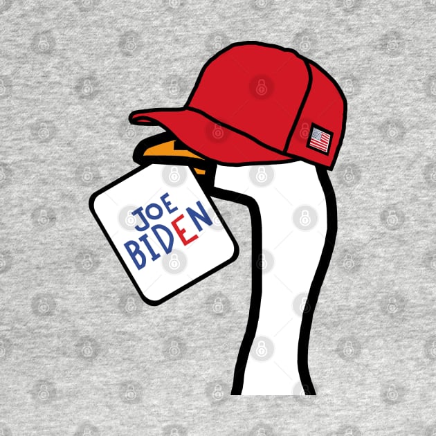 Biden Harris Supporter Goose in Hat with Joe Biden Sign by ellenhenryart